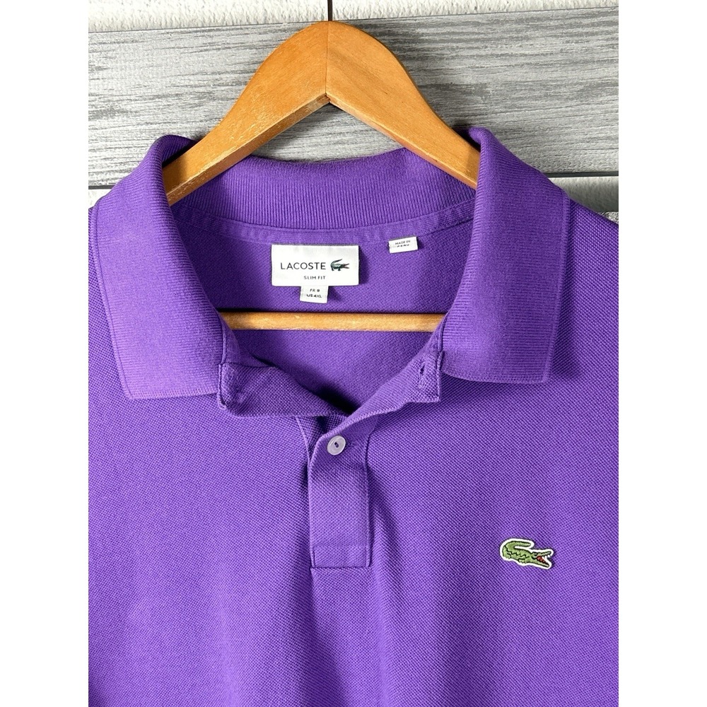 Lacoste Polo Shirt Mens 3XL/XXL Purple Solid  Gator Short Sleeve - Picture 2 of 8